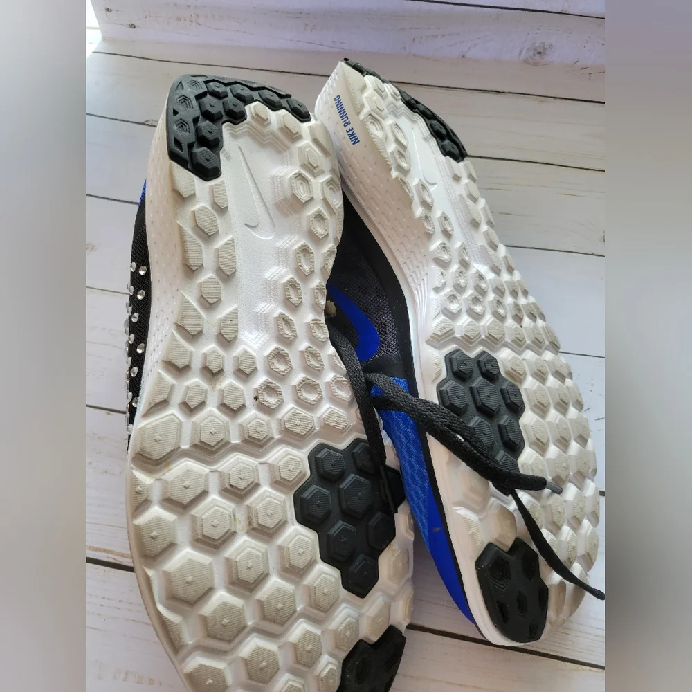 Nike Blue Black & White running sneakers with custom bling accent - Picture 3 of 6